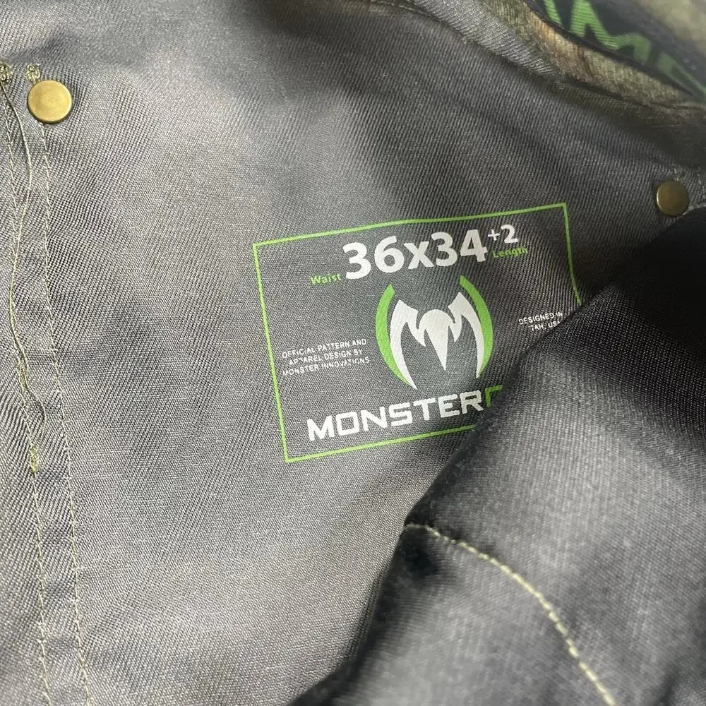 Monster Camo Pants Men’s 36x34+2 (37x34) Blood Flex Tex Tree Pattern Green